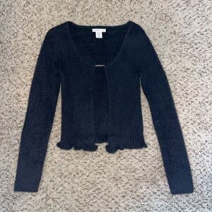 Sincerly Jules Black Fuzzy Sweater Top